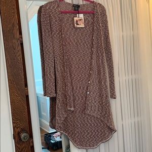 Maroon & White Long Cardigan